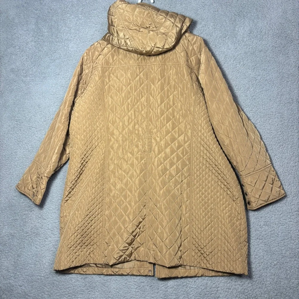 Michael Kors Womens 2X Quilted Hooded Parka Jacket Camel Tan RN 79675
